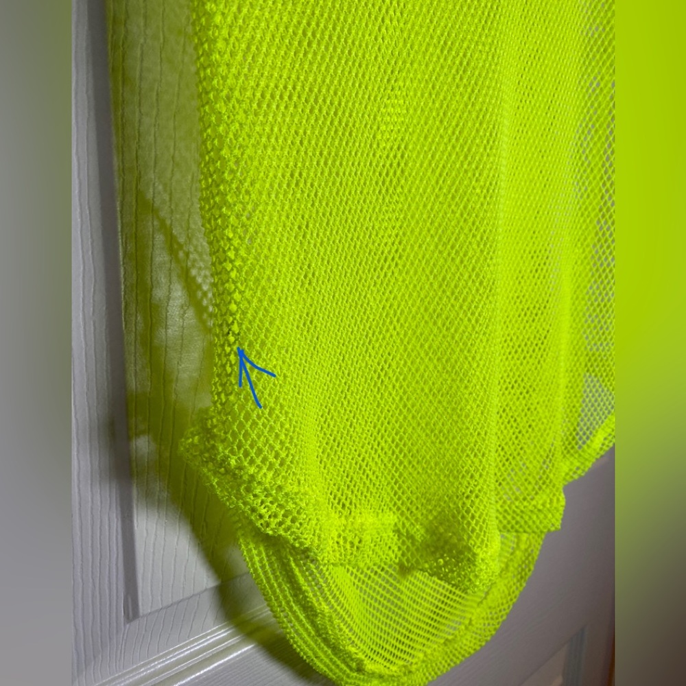 NYC Women M Sheer Mesh Shirt Dress Sexy Clubwear See Through Top Adult Yellow - Picture 3 of 9